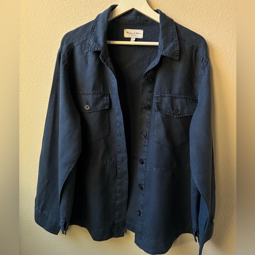Michael Stars Dark Navy Utility Button-Down Shirt - Picture 5 of 15